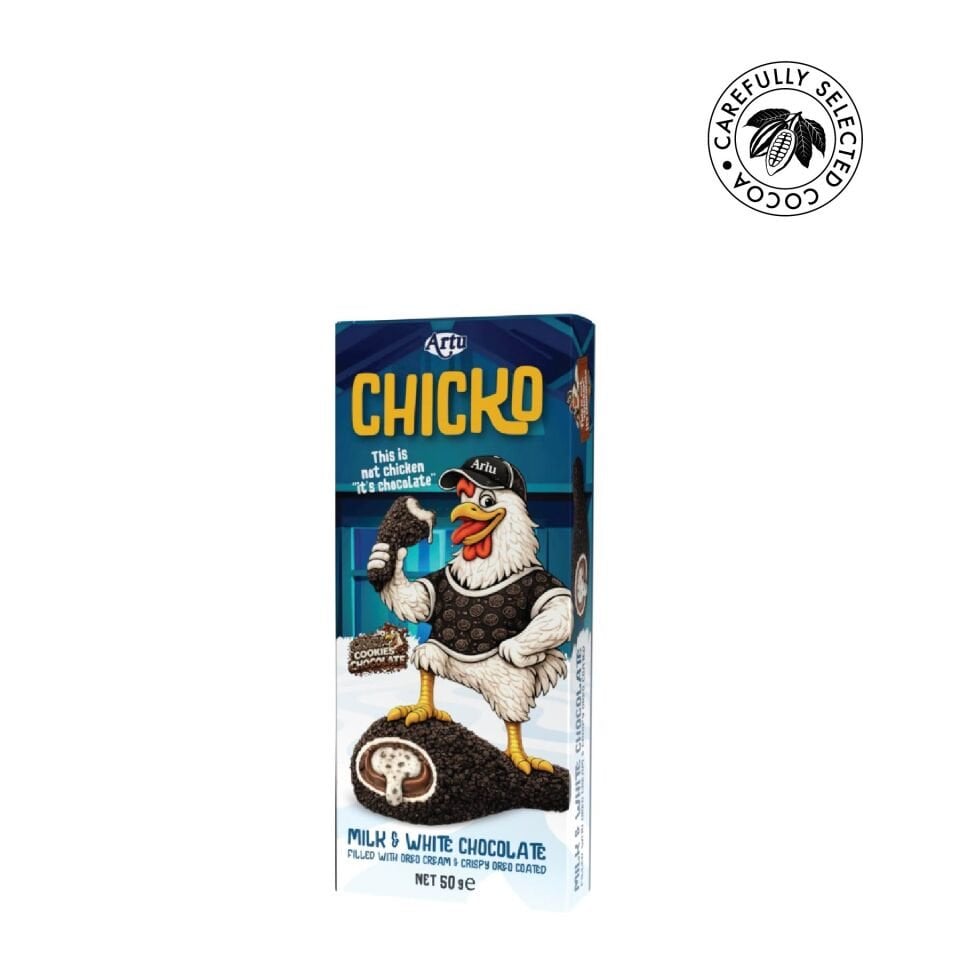 Chicko Kakaolu Bisküvi Parçacıkları ile Kaplanmış Oreo Aromalı Krema Dolgulu Çikolata, 50g (12’li Paket)