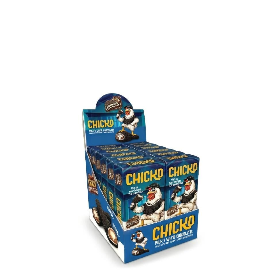 Chicko Kakaolu Bisküvi Parçacıkları ile Kaplanmış Oreo Aromalı Krema Dolgulu Çikolata, 50g (12’li Paket)